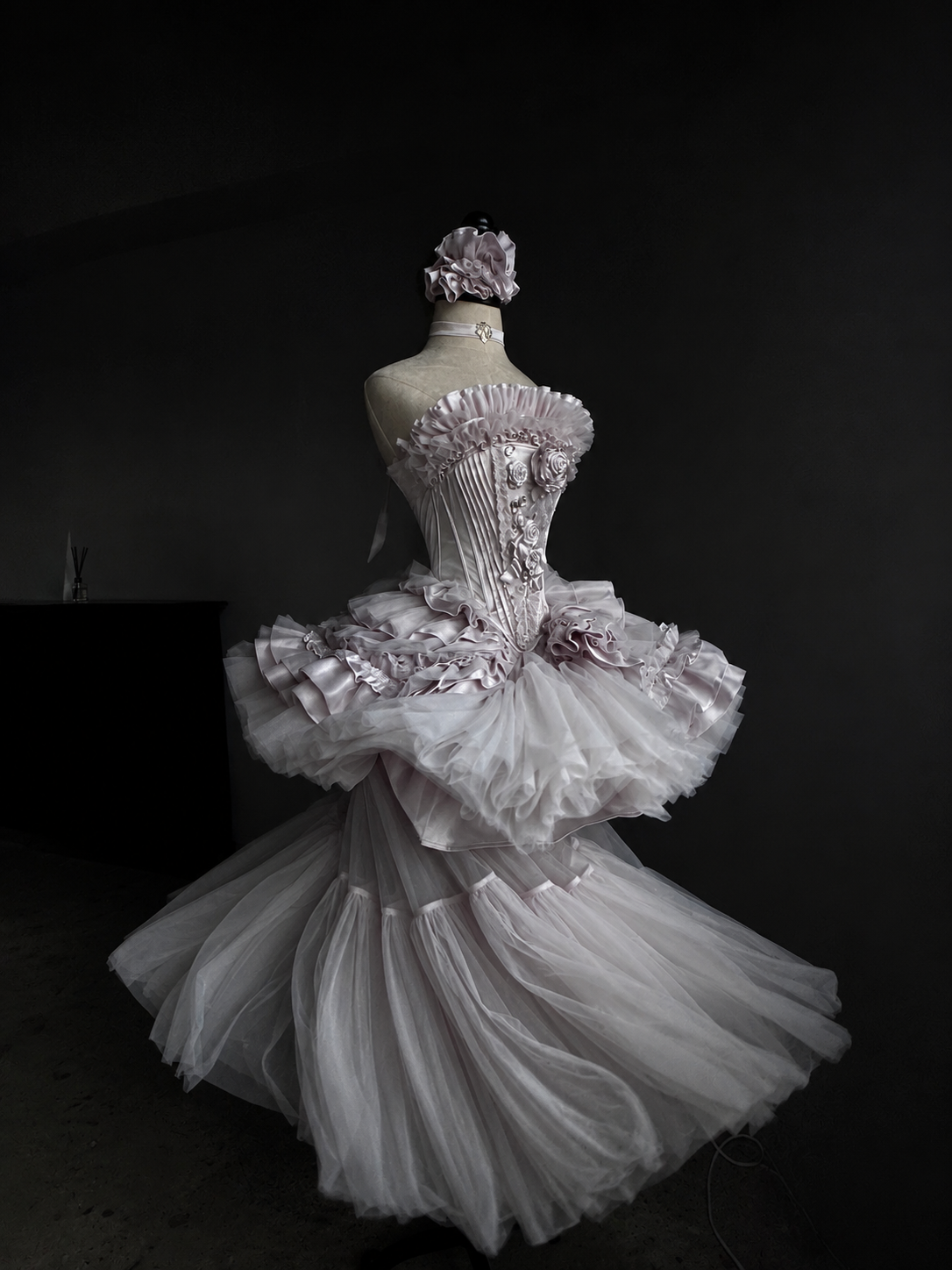 Vintage-inspired princess full-length purple dress with elegant romantic silhouette 