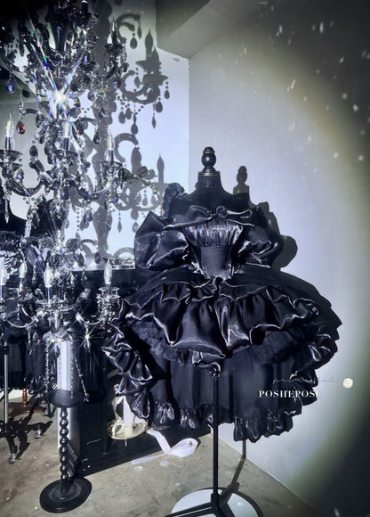 The Beautiful Obsidian Princess Dress by Posheposeglobal features dreamy black layers and cute princess details.