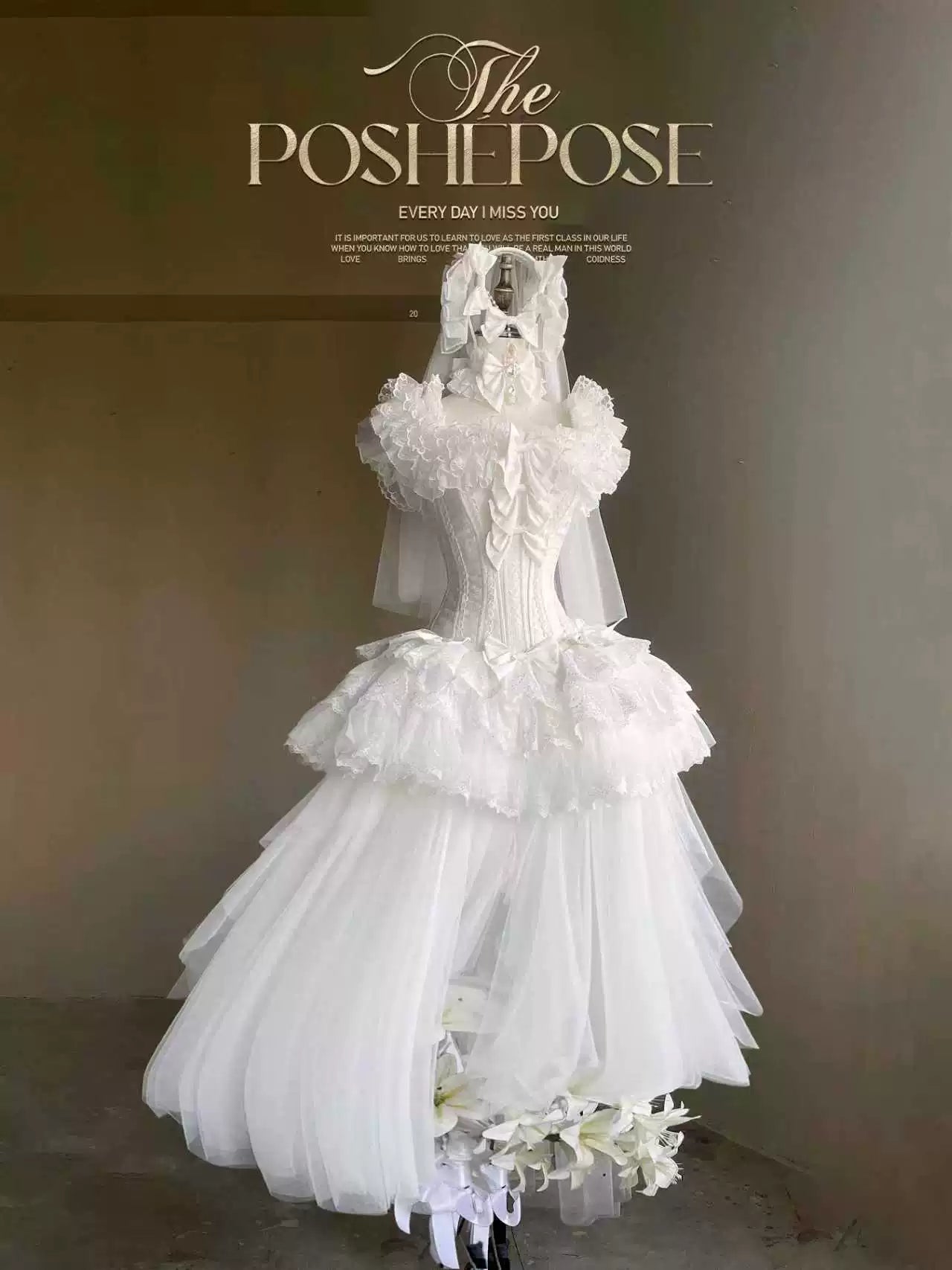 First Snow Bride Dress - white bridal lolita gown with layered ruffles and fairytale elegance