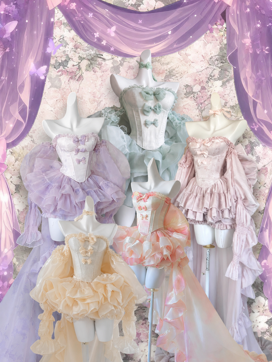 Haute Couture Birthday Dress Collection in Pink Mint Gold and Purple Princess Gown Styles - PoshePose Global