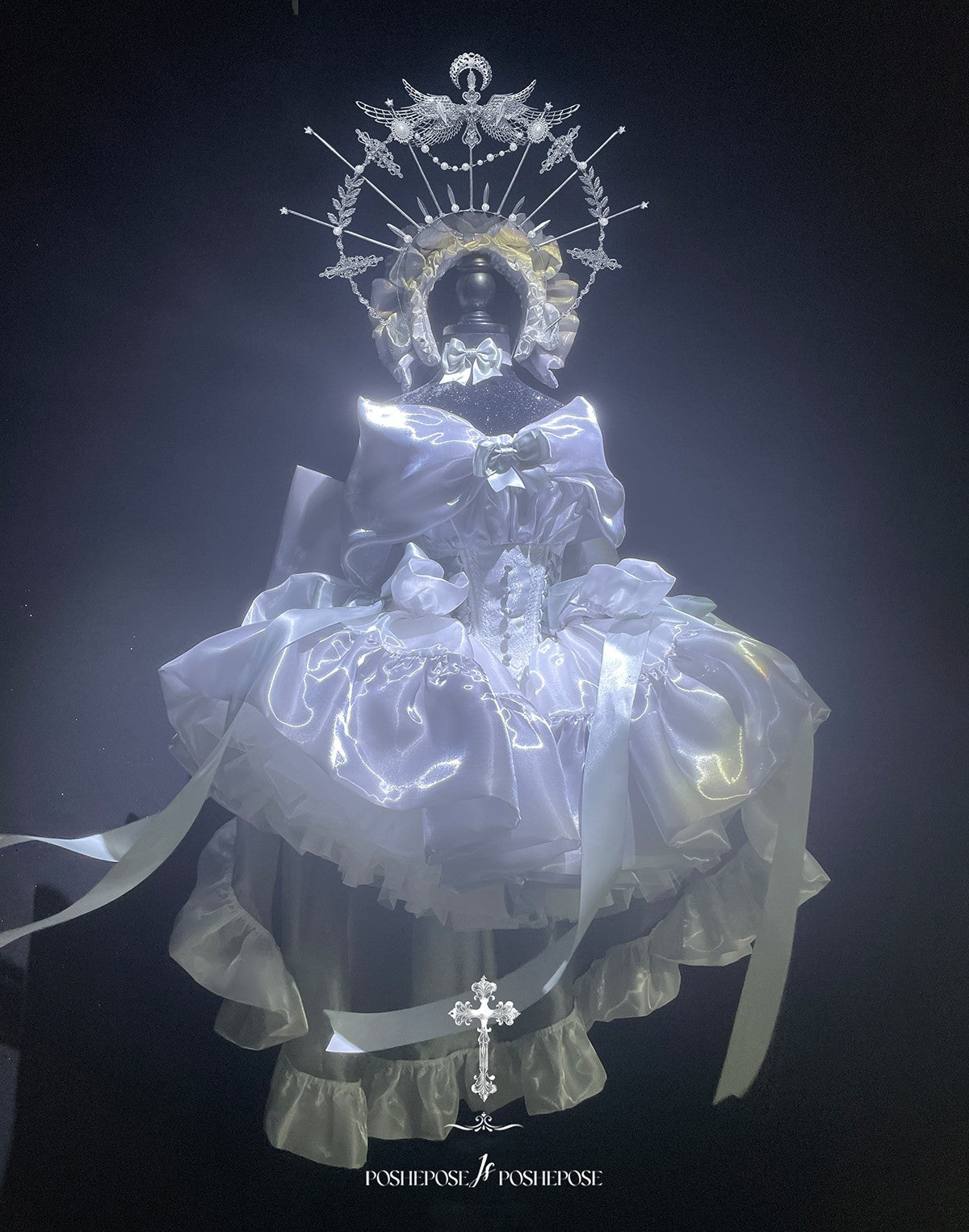 Moonlit Silver White 2.0 Princess Dress by POSHEPOSE with a voluminous layered skirt