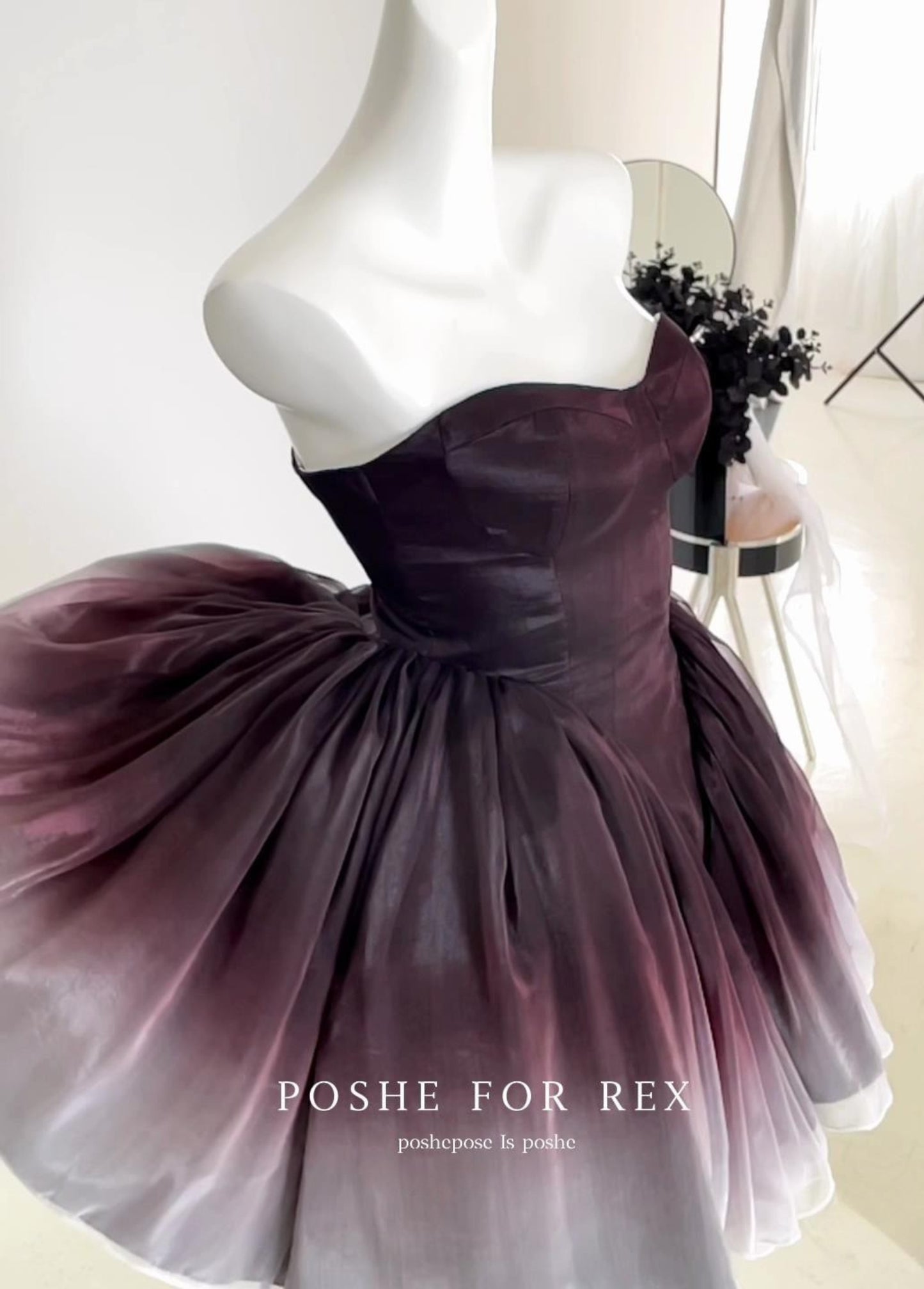 Gothic-inspired gradient Black Swan dress for special occasions.