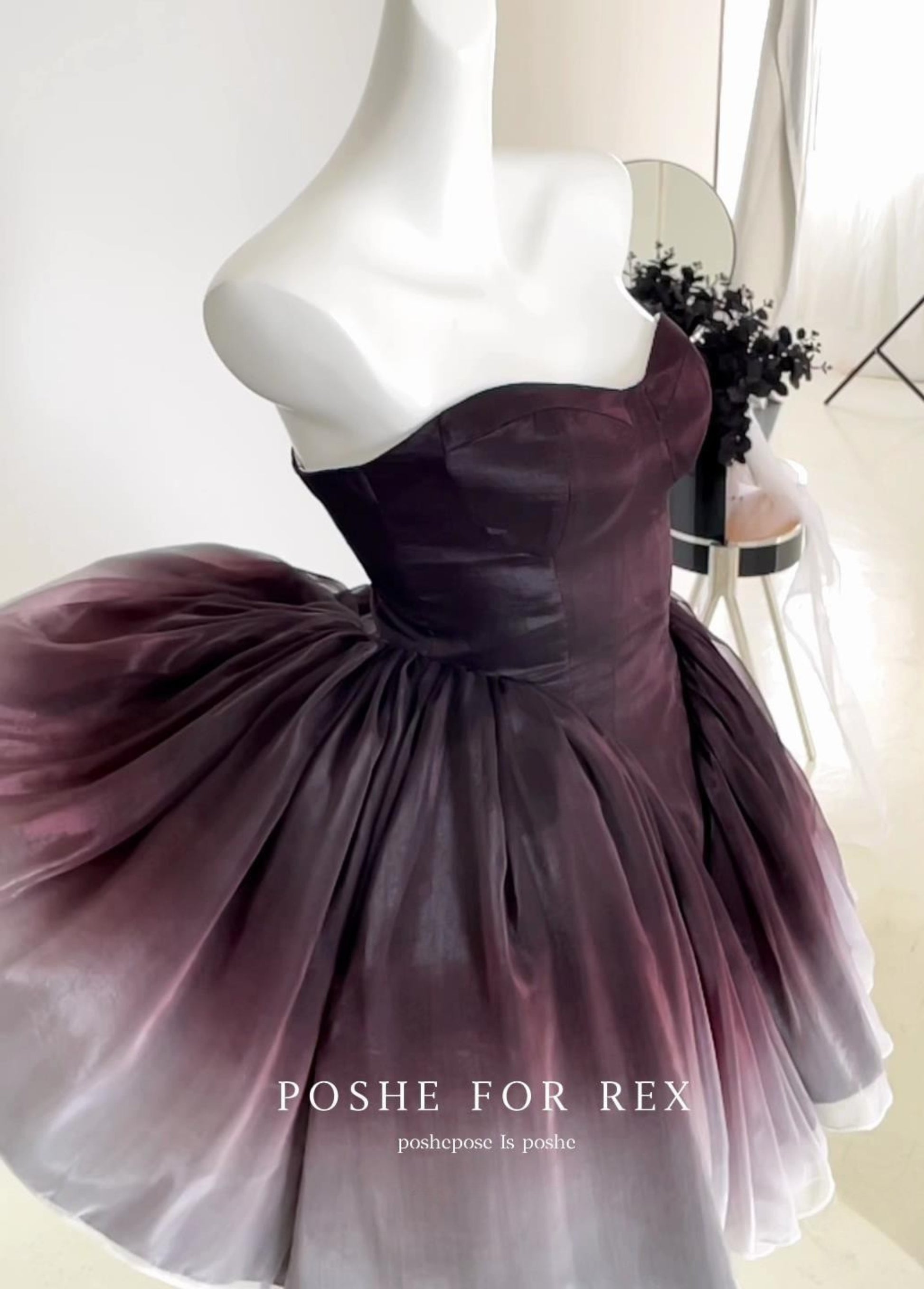 Gothic-inspired gradient Black Swan dress for special occasions.
