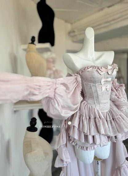 Romantic Soft Pink Haute Couture Princess Gown with Delicate Lace - PoshePose Global