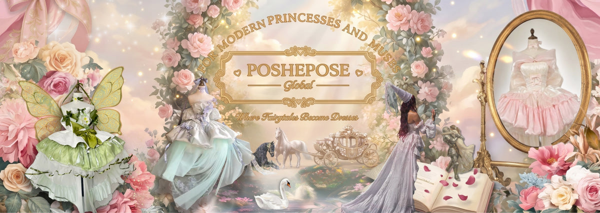 PoshePose Global Fantasy Couture Banner and Luxury Dress Collection