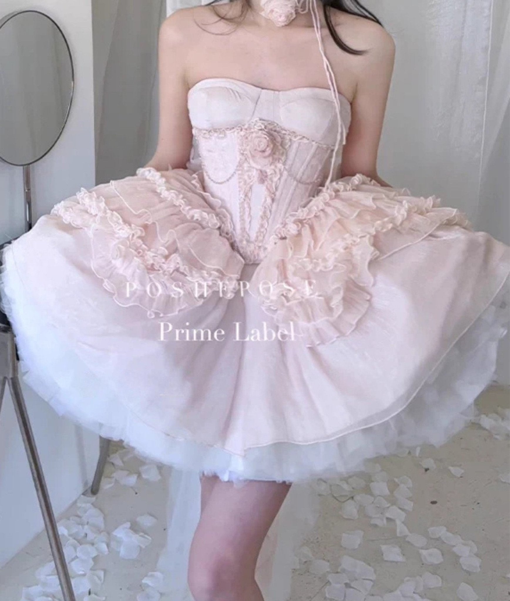 Twin Spirits Corset Powder Pink & Pure White - PoshePose Global