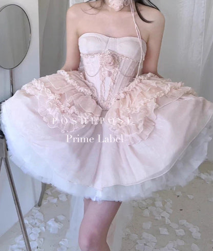 Twin Spirits Corset Powder Pink & Pure White - PoshePose Global