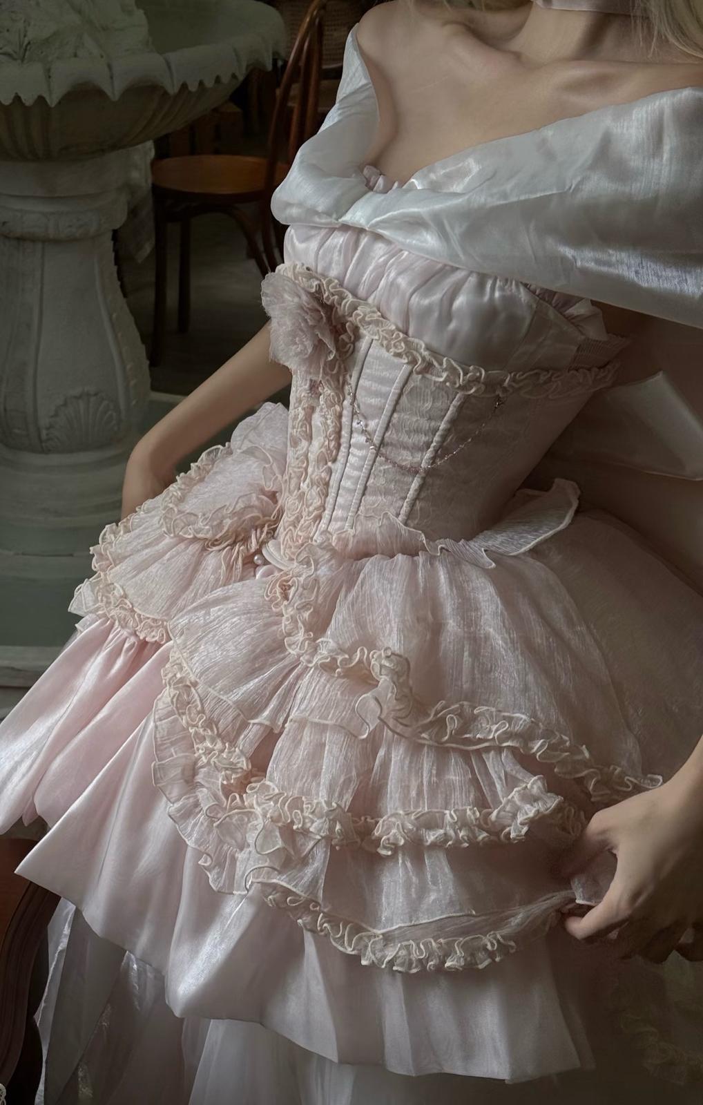 Twin Spirits Corset Powder Pink & Pure White - PoshePose Global