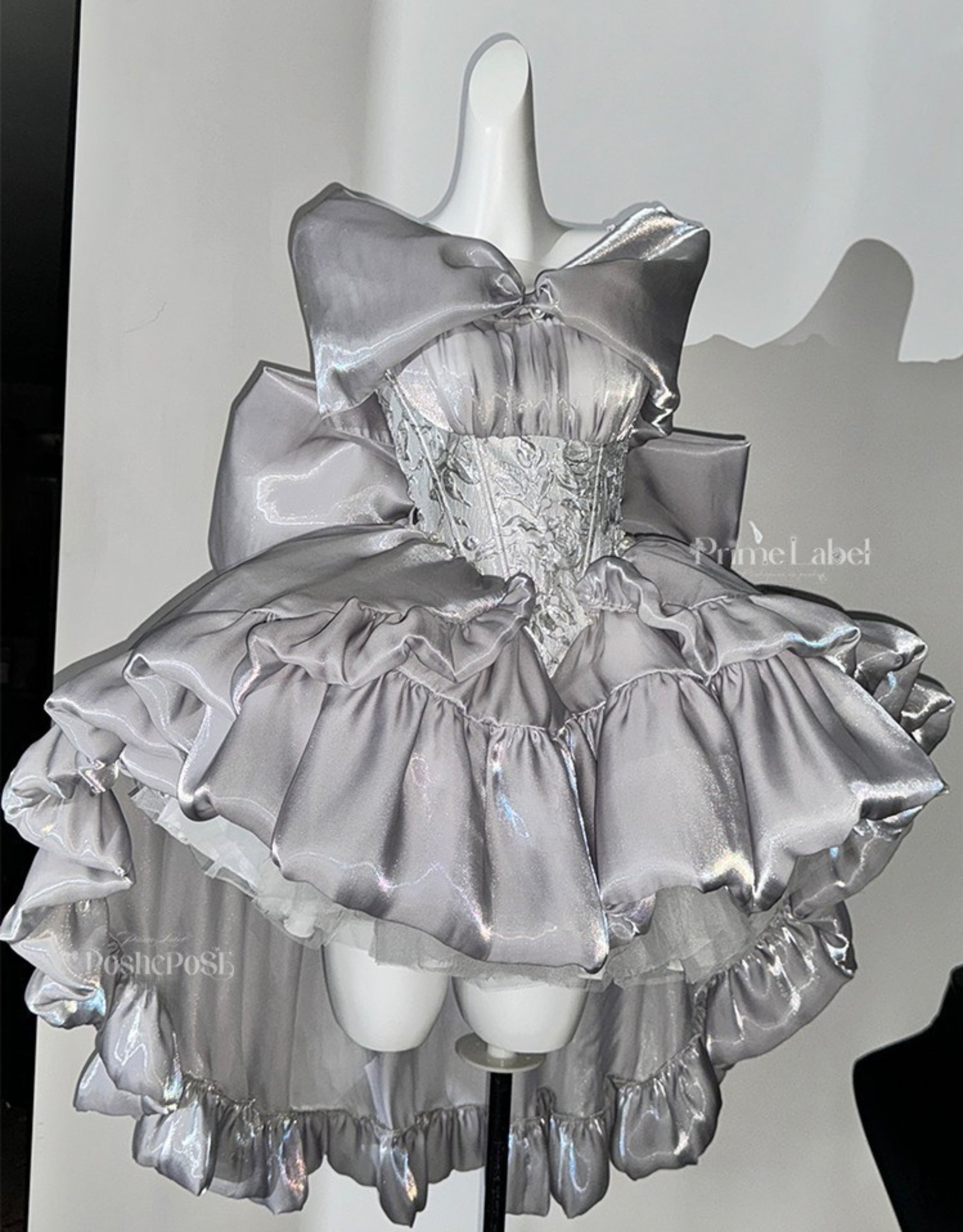 Fairytale silver dress with couture ruffle detailing