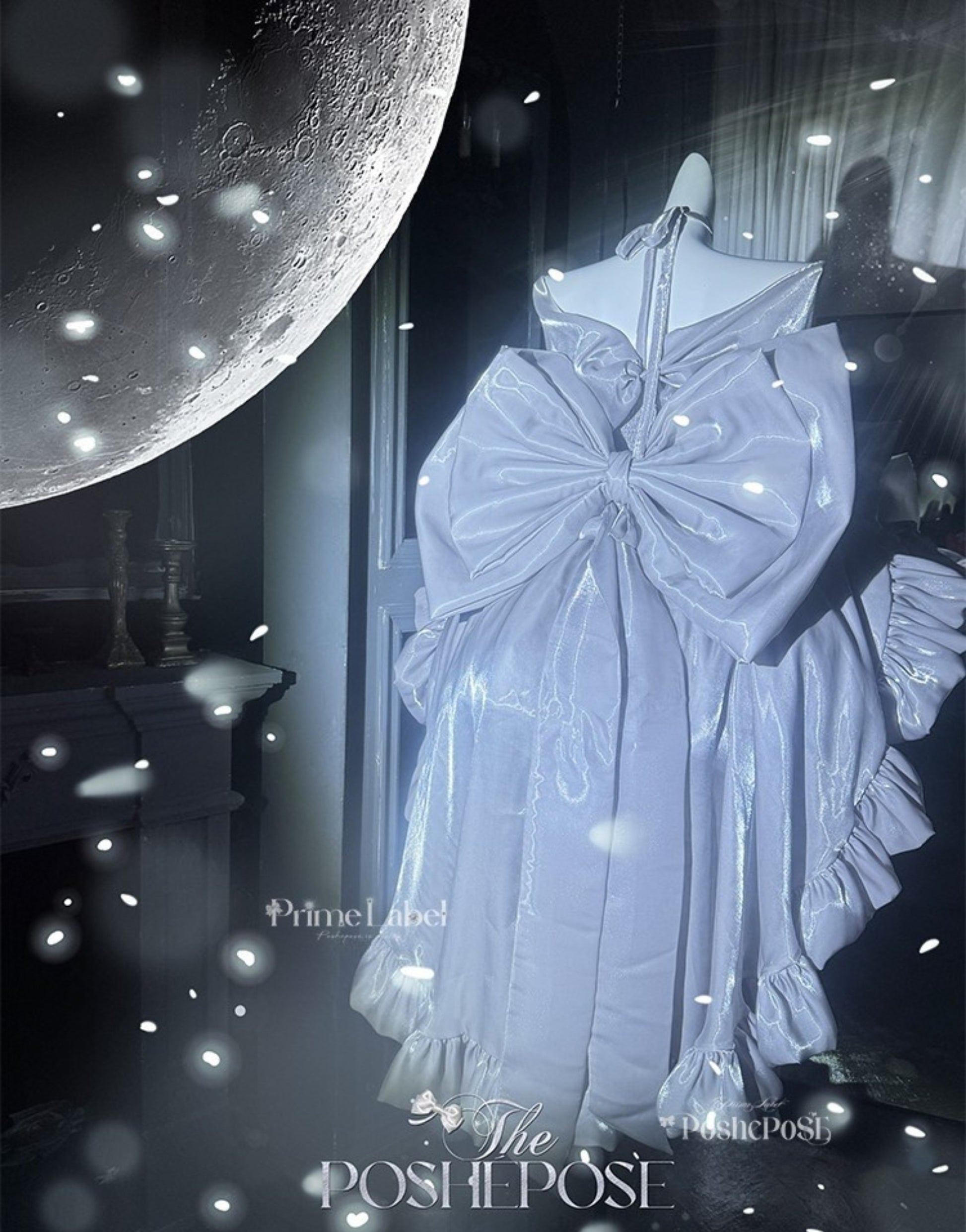 Luxury silver dresses with coquette ruffles and elegant silhouette