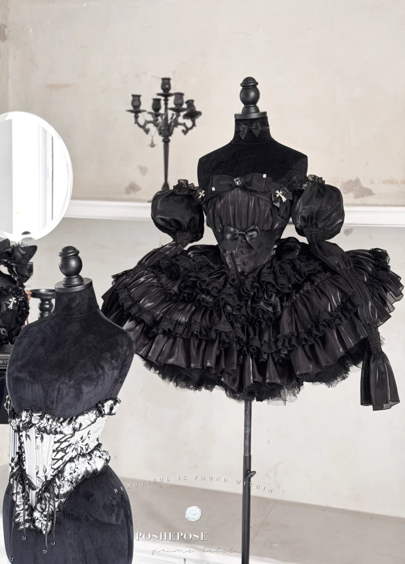 POSHEPOSE Black Fox Gothic Fairy Spirit Dress