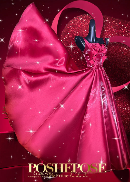 Elegant red gown designed for Christmas and New Year events.