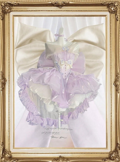 Celestial Moon - White & Star - Purple Couture Dress - PoshePose Global