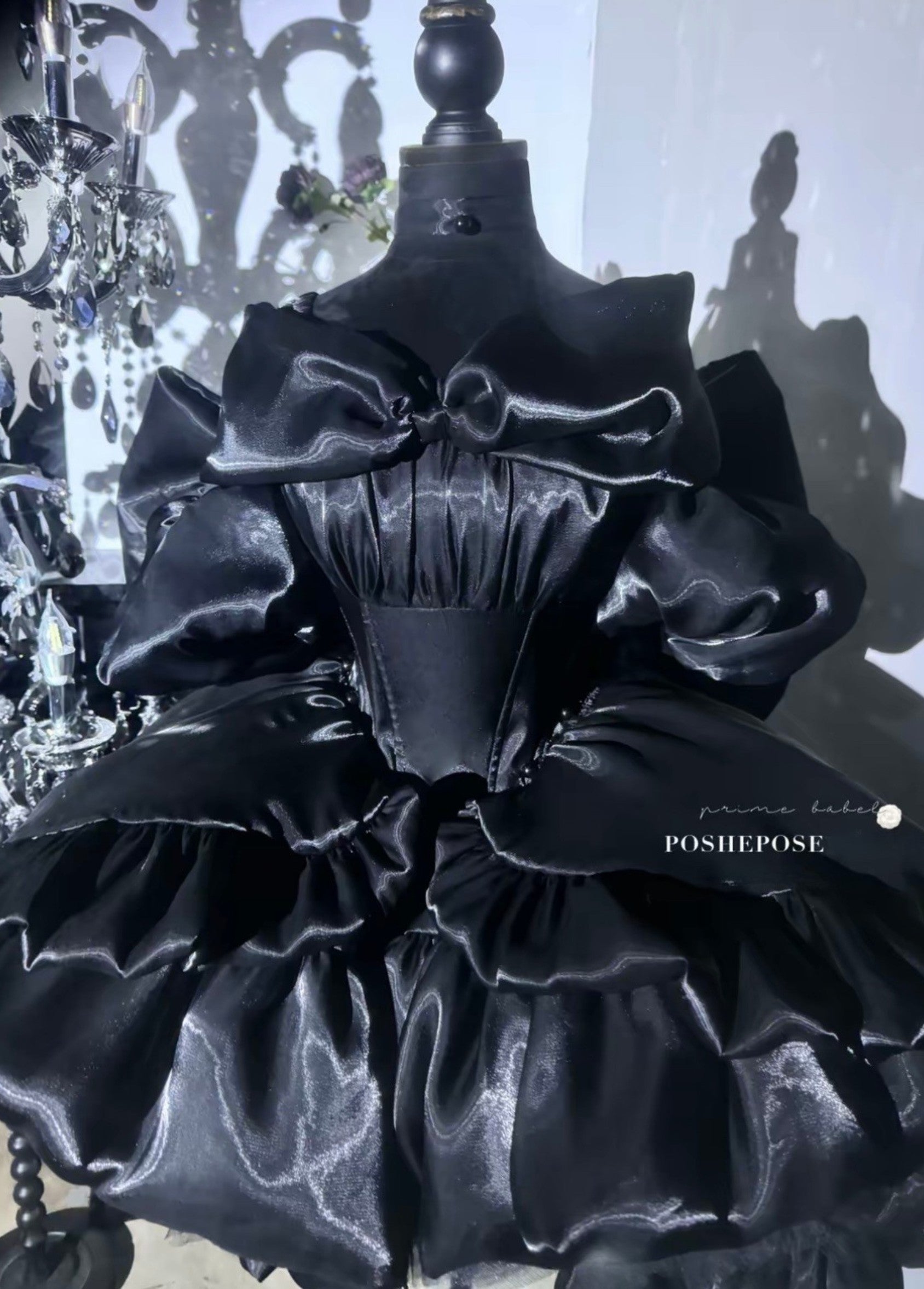 Cute and elegant Obsidian Princess Dress from Posheposeglobal has soft black ruffles and lovely details.
