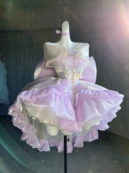 Celestial Moon - White & Star - Purple Couture Dress - PoshePose Global