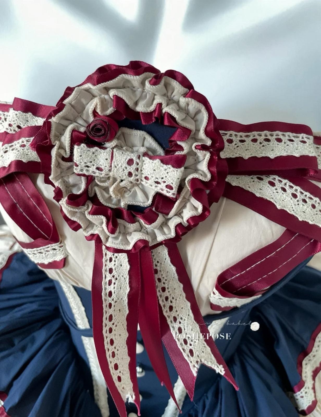 Poshepose Global couture lolita dress with layered cream skirt and sweetheart corset.