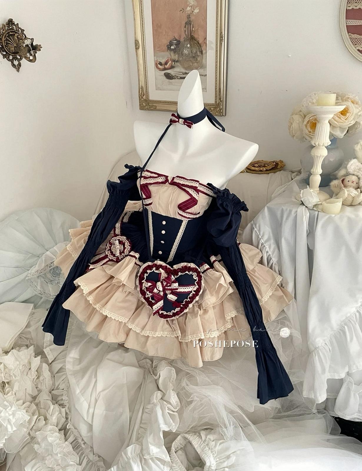 Snow White aesthetic dress featuring lace details, ribbon bows, and layered lolita silhouette.