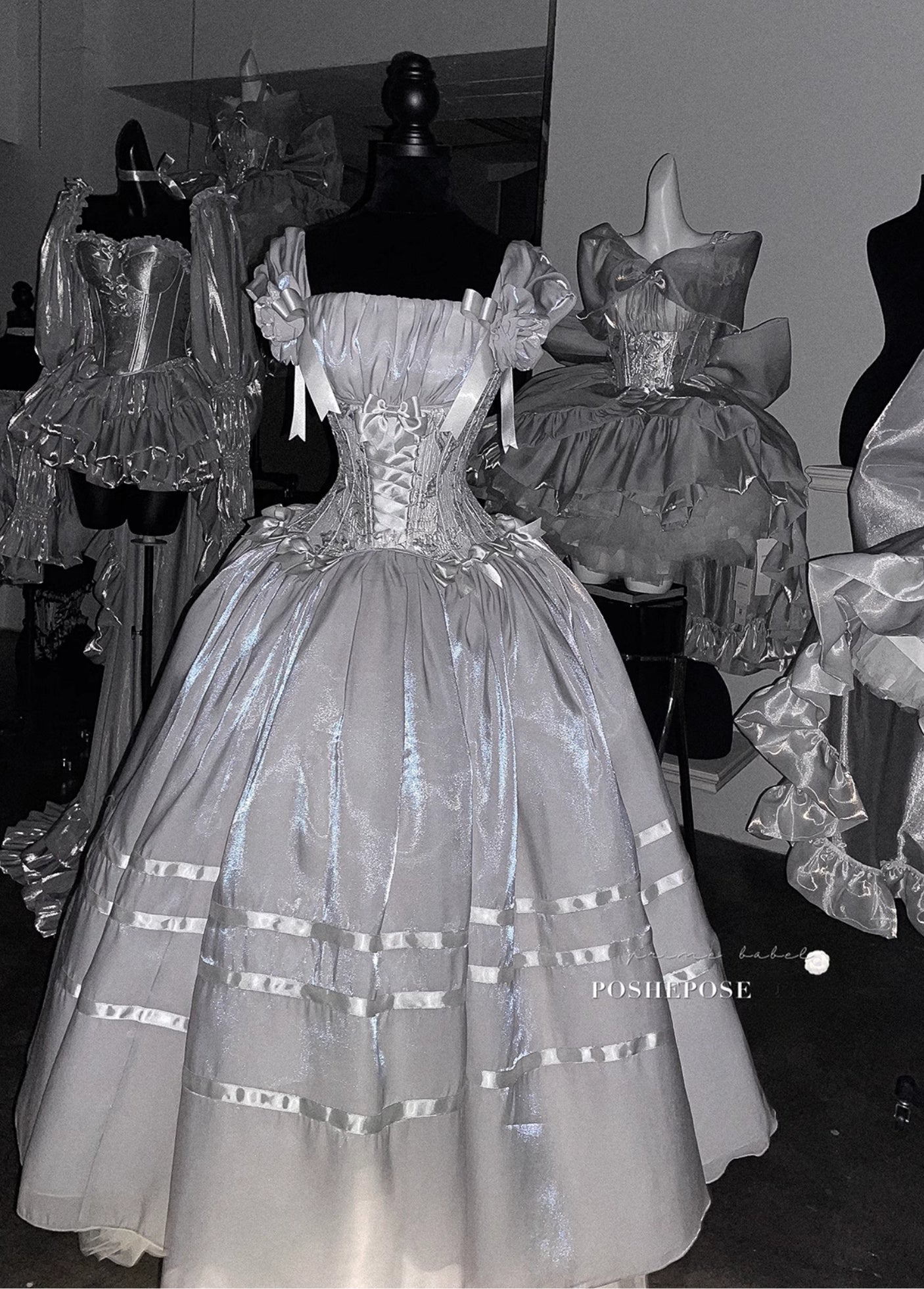 POSHEPOSE Luminous Moon Silver Antique Gown Limited Edition POSHEPOSE Luminous Moon Silver Antique Gown Limited Edition