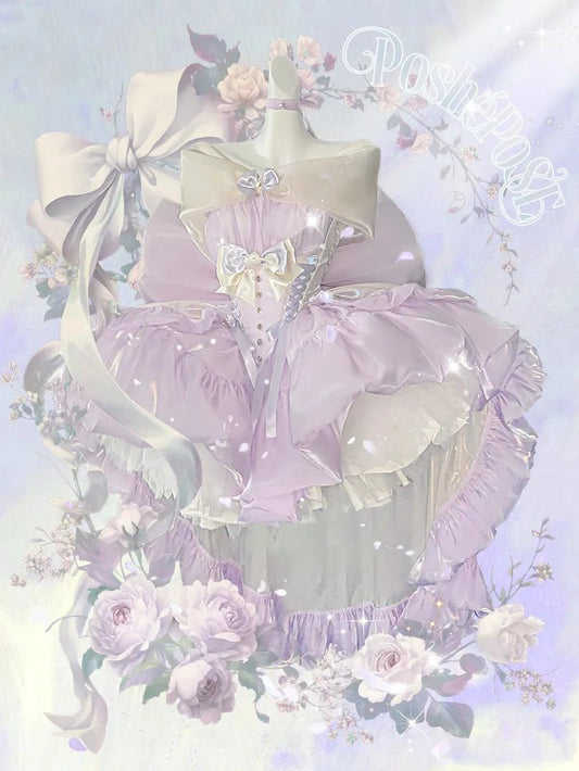 Celestial Moon - White & Star - Purple Couture Dress - PoshePose Global