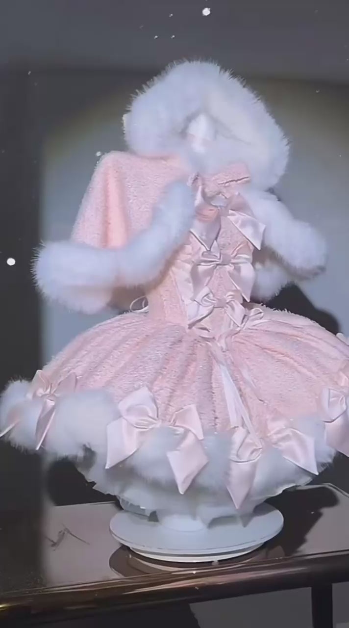 pink snow memories dress lolita fashion winter edition dress