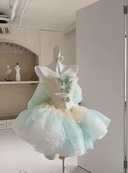 Antique Yellow-Green Little Cake Dress