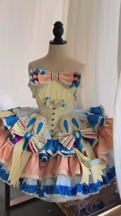 Beautiful Candy Wrapper Ribbon Dress by Posheposeglobal featuring soft pastel colours and sweet coquette style.
