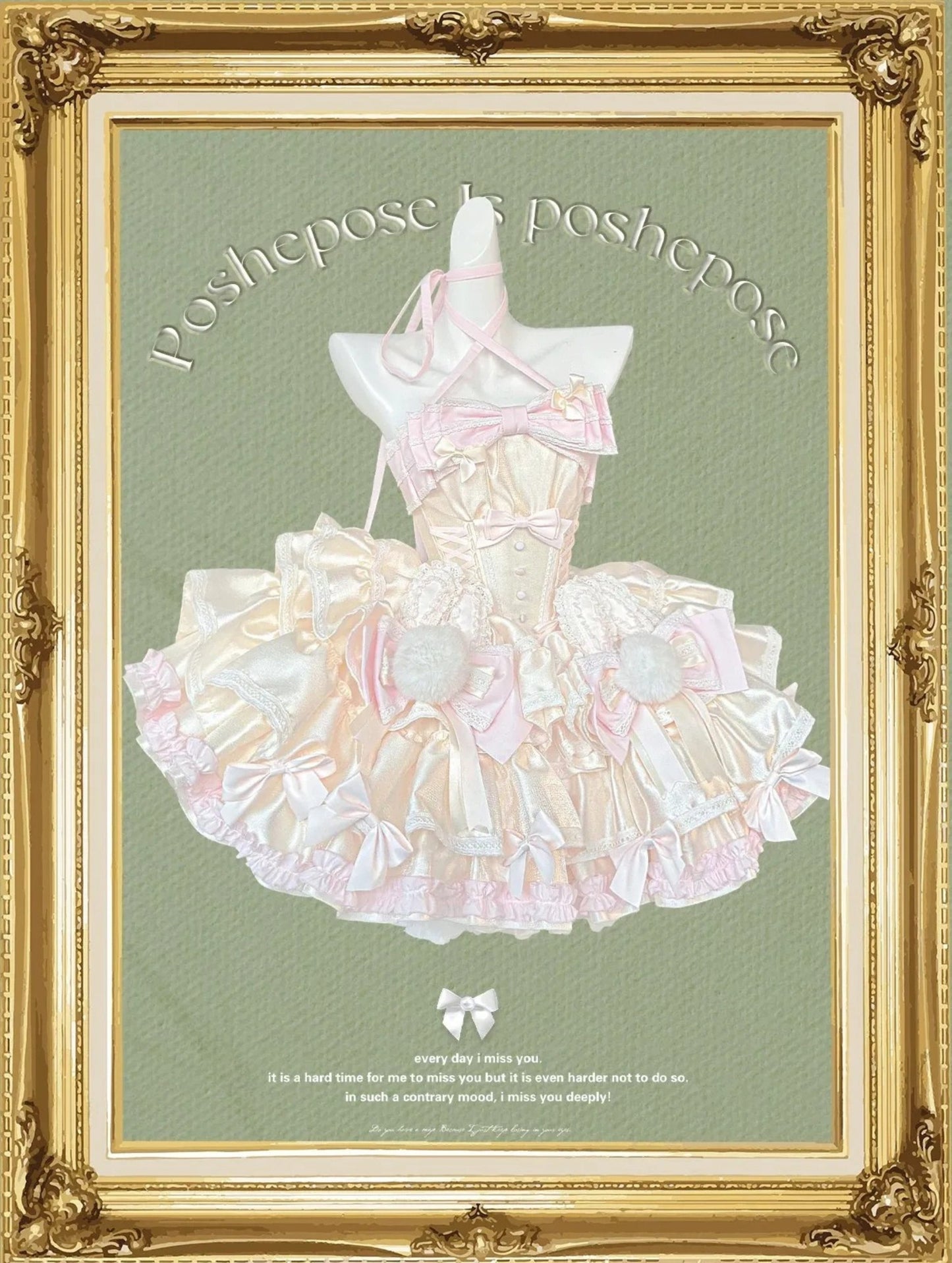 Luxury lolita dress with bunny accents and satin shine