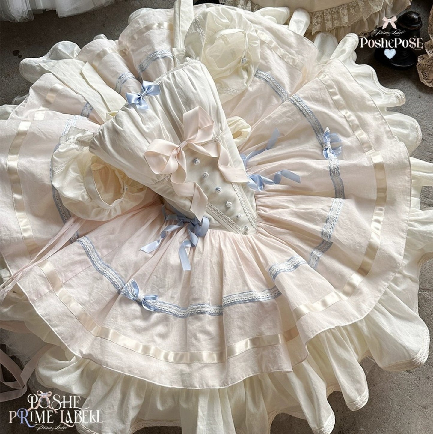 Antique Cotton Blue Dress - PoshePose Global